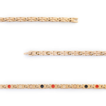 Close-up of Swift negative ion bracelet links with matte rose gold to show detail.